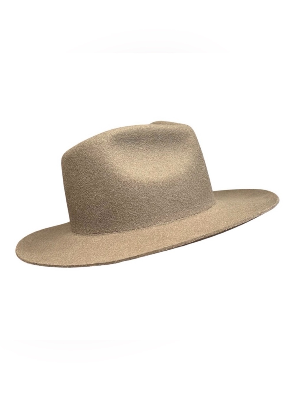 Wide Brim Wool Felt Fedora Hat Beige Taupe Dressy Church Sun Hat Womens Elegant